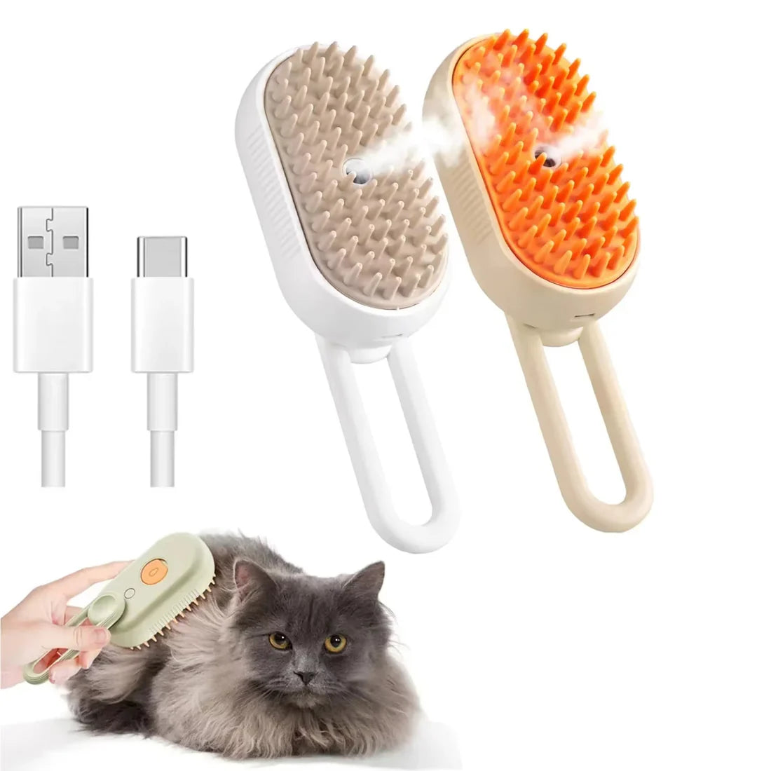 3-in-1 Steam Pet Brush – Massage & Detangle Dogs & Cats