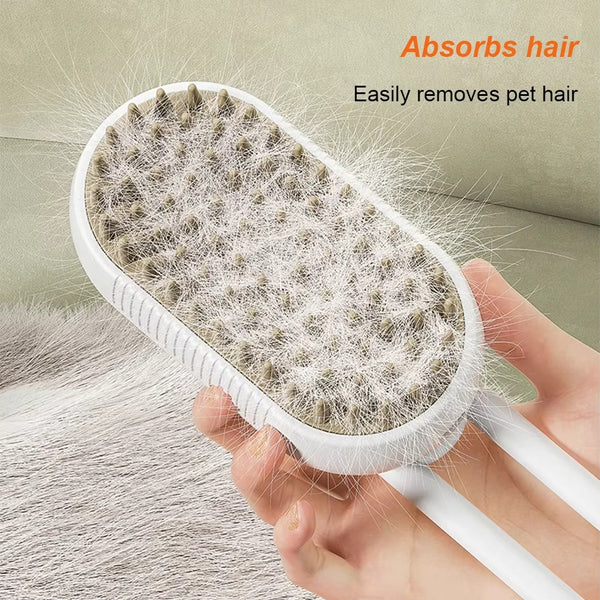 3-in-1 Steam Pet Brush – Massage & Detangle Dogs & Cats