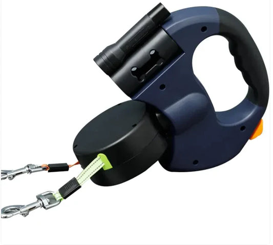 Catchi™ Dual Retractable Dog Leash – Walk Two Dogs with Ease, Day or Night