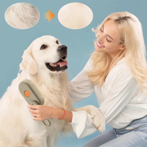 3-in-1 Steam Pet Brush – Massage & Detangle Dogs & Cats