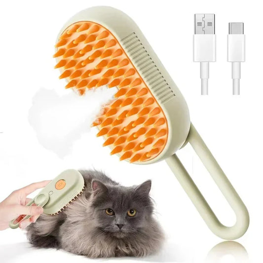 3-in-1 Steam Pet Brush – Massage & Detangle Dogs & Cats
